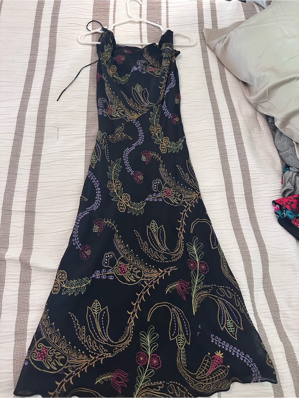 Fiori di Zucca Black Floral Embroidered Slip Dress